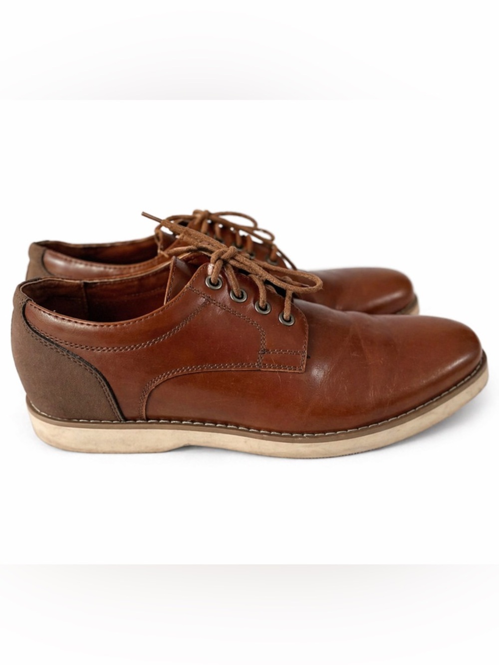 Perry Ellis Men’s Brown Leather Dress Shoes Size 9.5 Lace-Up Casual Oxford
